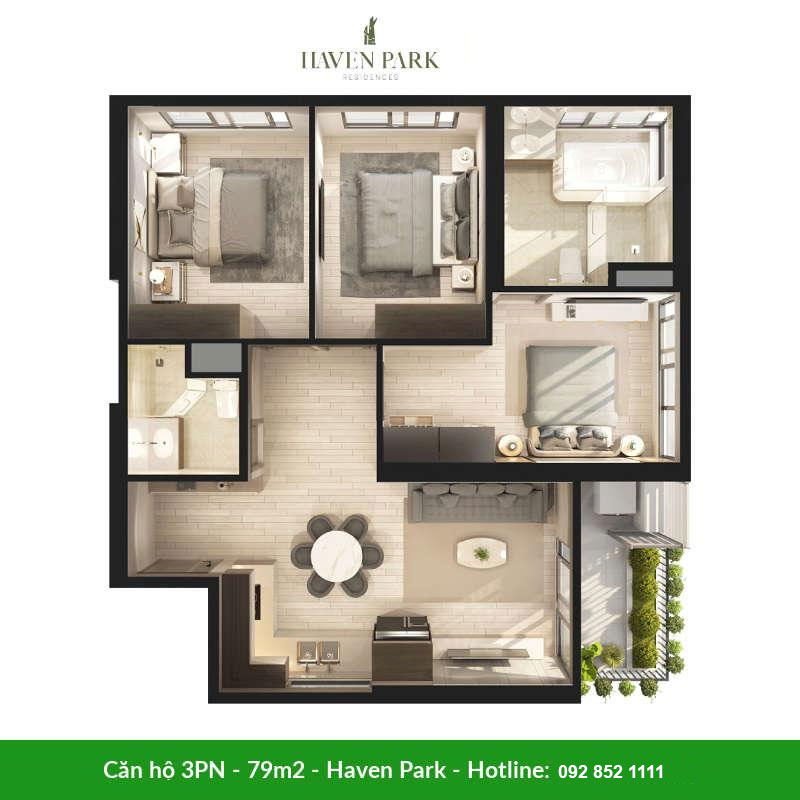 Căn hộ Haven Park - 3PN 79m2 và 86m2