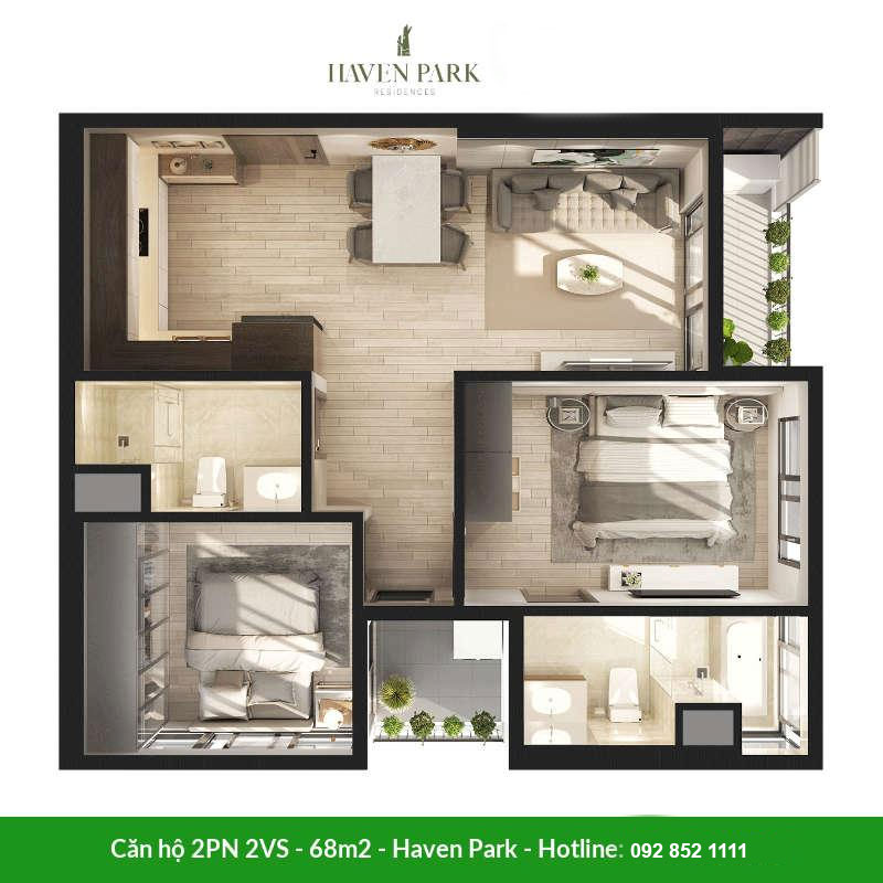 Căn hộ Haven Park - 2PN 68m2